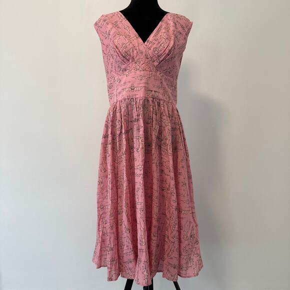 NWT Dapper Day Blushing Bats Pink Cotton Dolce Sleeveless A Line Dress Size XXL - Picture 1 of 14